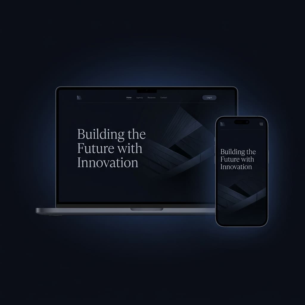 Website UI mockup on laptop and phone